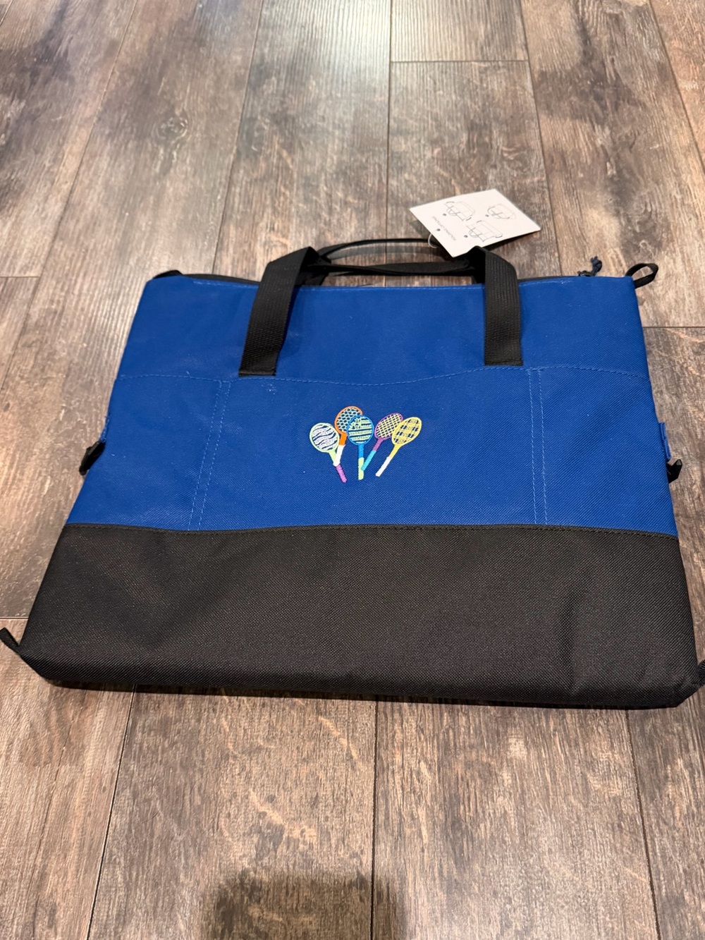 Port Authority Royal Blue and Black Laptop Tote with Racquet Motif